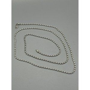 Vintage￼ 925 Sterling Silver Italy Long bead ball Dog Tag Chain 30” Necklace